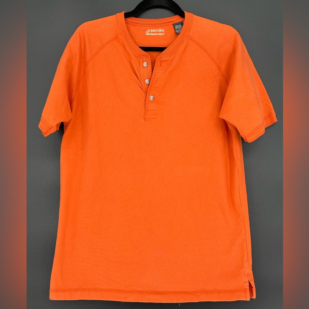 St. John's Bay Men's Short Sleeve Henley - Rust / Orange Size M